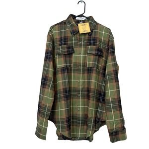 Haha Mama Plaid Button Down Womens 3XL Green NWT Oversized Shacket Shirt